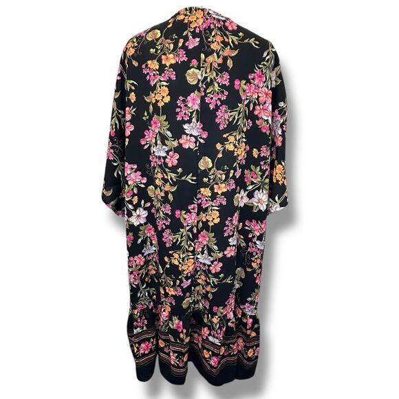 Time and Tru Women’s Oversize Longline Open Front Floral Print Kimono, L/XL - Picture 6 of 14